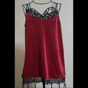 WHBM Red Velvet Black Lace Trim Cami Size Small